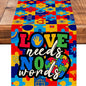 Autism Art Painting Burlap Table Runner Seasonal Spring Fall Kitchen Dining by Worltoldb