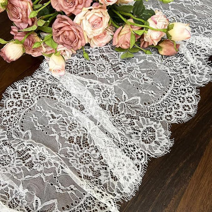 2 Pcs White Lace Table Runner 14 x 120 Inch Vintage Rustic Table Runner - Image 4