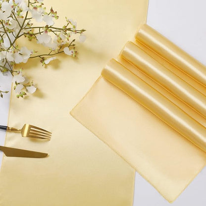 Horbaunal 2 Pack Light Gold Satin Table Runner 12 x 108 Inch | Smooth Table - Image 4