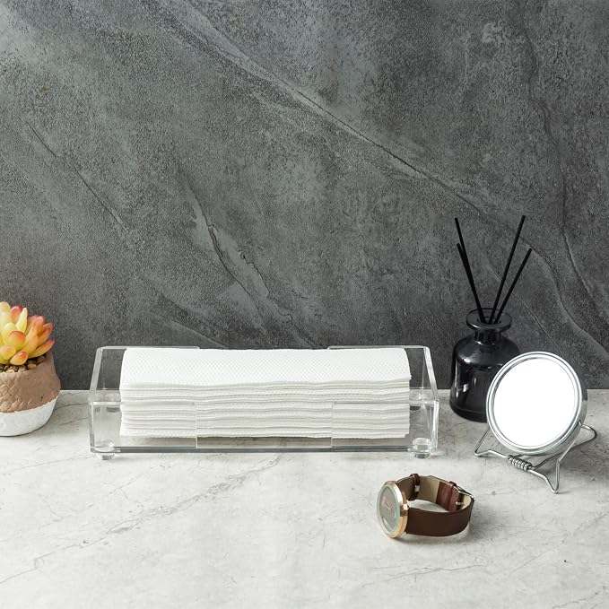 MyGift Clear Acrylic Z-Fold Paper Towel Holder Dispenser Tray, Countertop | - Image 3
