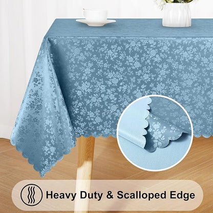 Smiry Round Table Cloth, Waterproof Heavy Duty Vinyl Tablecloths, Wipeable Washable Table Cover for Kitchen and Dining Room (Stone Blue, 60" Round)