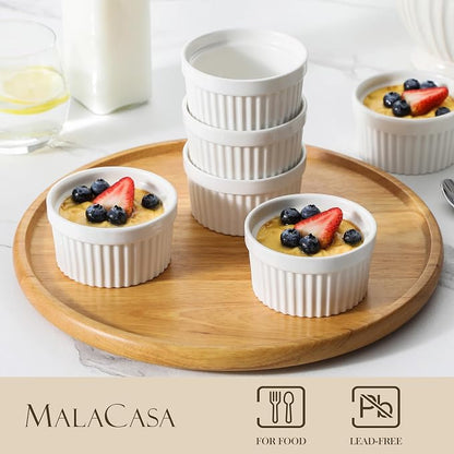 MALACASA Ramekins 4 oz Oven Safe, Porcelain Creme Brulee Ramekins Pudding - Image 3