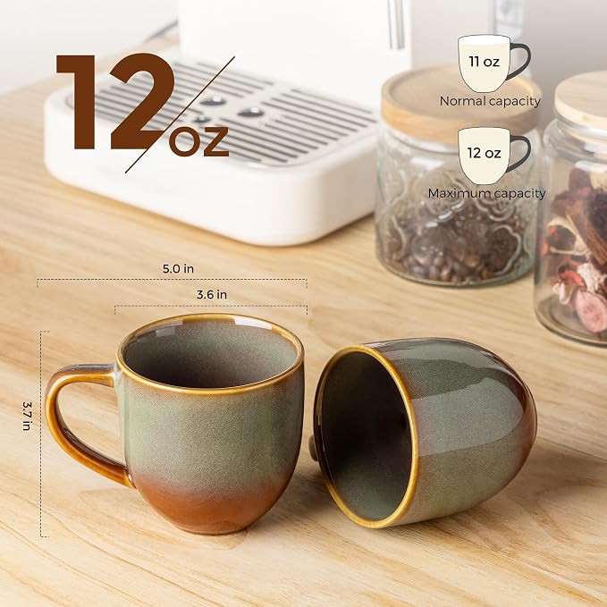 theterra Ceramic Coffee Mugs Set of 6, 12 oz Coffee Cups - Image 2