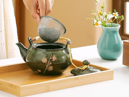 Traditional Japanese tea set, Kiln altered glaze Porcelain tea set - Image 9