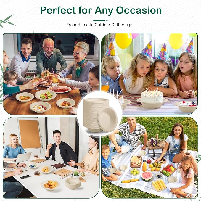32 oz 68-Pack Large Compostable Paper Bowls, Disposable Meal Prep & Takeout - Image 5