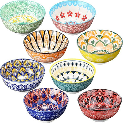 8 Pcs Colorful Ceramic Bowl Set 10 oz 4.75'' Porcelain Kitchen Soup Cereal by Censen