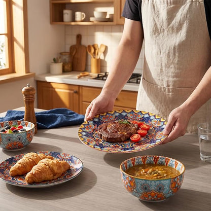 12-Piece Bohemian Porcelain Dinnerware Set - Image 3