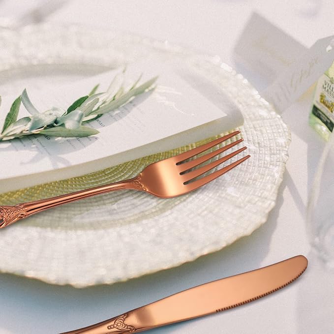 Royal Flatware Set for 4 Copper/Rose Gold Silverware Stainless Steel Cutlery 20 - Image 7