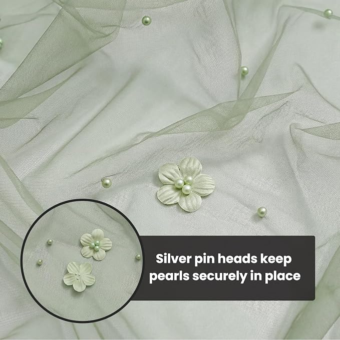 Artoid Mode Sage Green Flower Pearl Green Gauze Table Runner 10FT, Seasonal - Image 8