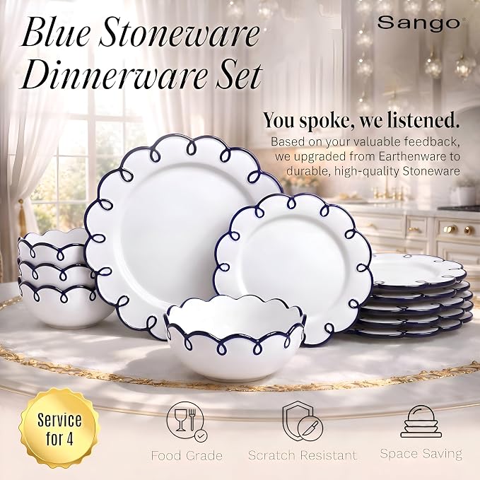 Sango 12-Piece Stoneware Dinnerware Set - Image 2