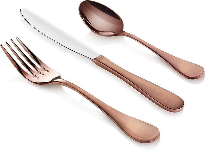 Artaste 56891 Rain 18/10 Stainless Steel Flatware 36-Piece Set, Copper Finish by Artaste