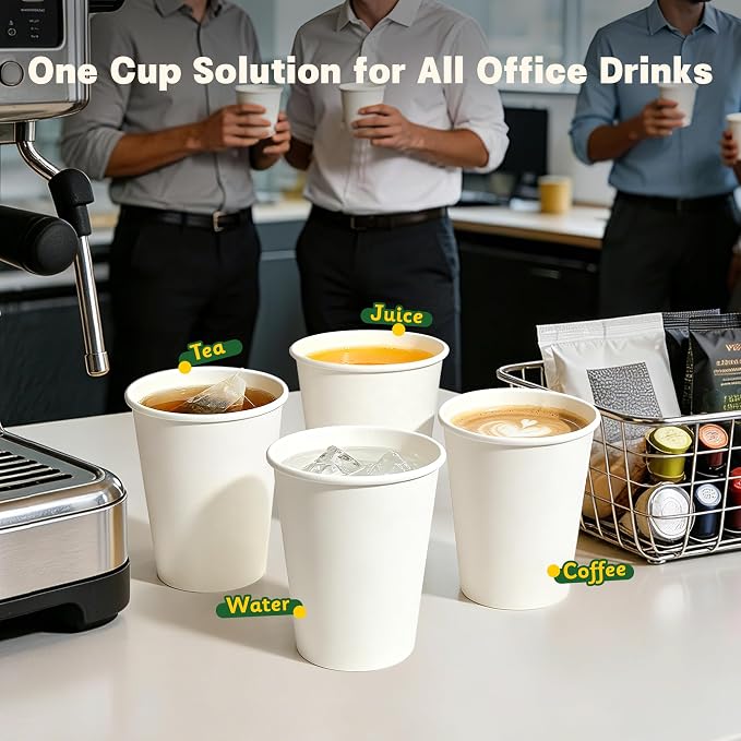 480 Pack 8 oz White Paper Cups, Disposable Coffee Cups - Image 4