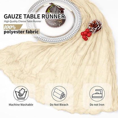 12 Pack Ivory Cheesecloth Table Runner 10Ft, Gauze Table Runners 21.5 x 120 inch - Image 7