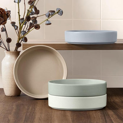 E-far Pasta Bowls Set of 4, 35oz Ceramic Large Salad Bowl Plates - Image 6