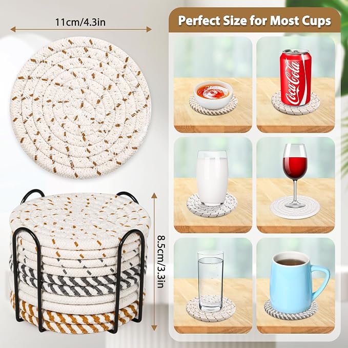 10 Pcs Drink Coasters with Holder, 5 Colors Absorbent Coasters - Image 4