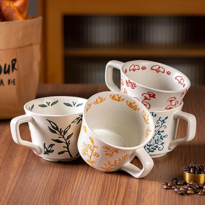 Ceramic Mugs 11 oz Unique Luxurious Cups Set of 4, Mug - Image 2