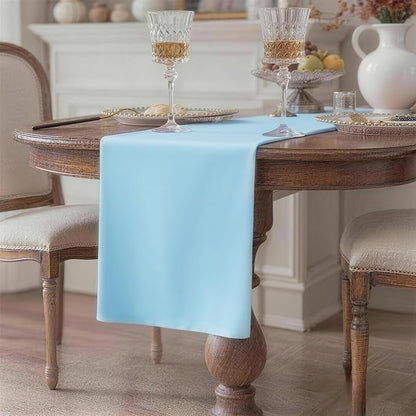 Baby Blue Table Runner, Waterproof Washable Runners 48 Inches Long | Reusable - Image 2