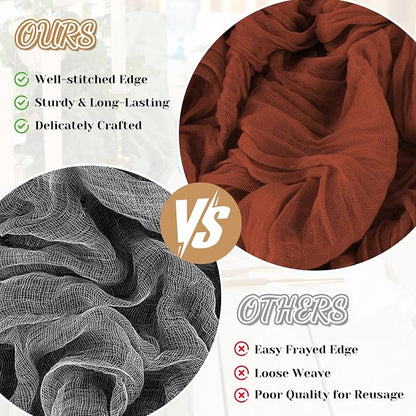 2 Pack Cheesecloth Table Runner, 120 Inch Terracotta Table Runner - Image 6