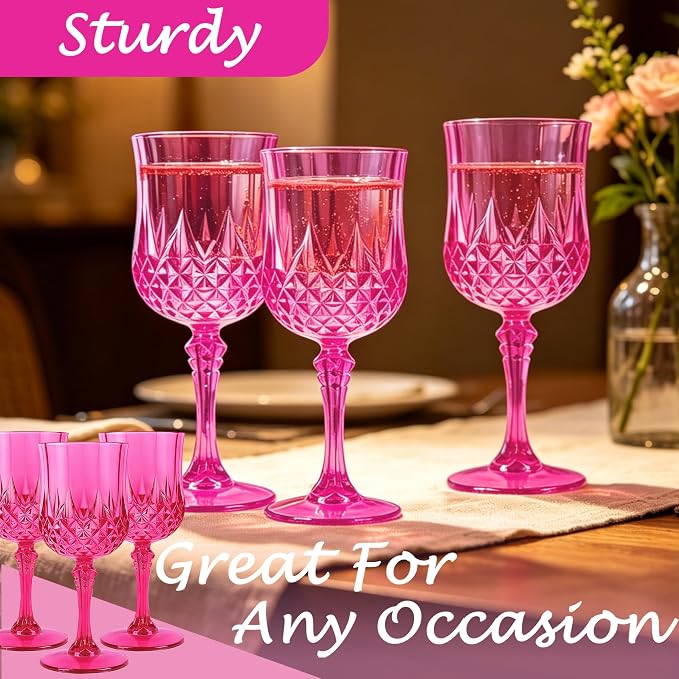48Pack Plastic Wine Glasses, 7oz Vintage Goblets - Image 6