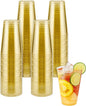 14oz Gold Glitter Plastic Cups, 100pcs Gold Cups Disposable, Elegant Plastic Cocktail Glasses, Fancy Party Cups for Wedding, Birthday, Holiday