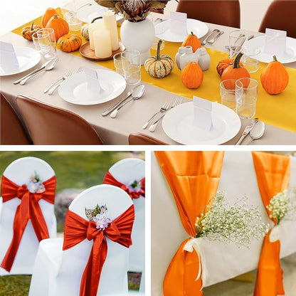 Aneco 12 Pack Satin Table Runner 12 x 108'' Fall Long Wedding Table Runner | - Image 6