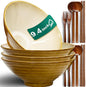 9.4-Inch 4 Sets Ceramic Ramen Bowl (16 Piece) - Japanese Porcelain Dishwasher Microwave Safe Salad Noodles Cereal Pasta Soup Large Bowls with Chopsticks Forks Spoons for Men Women Housewarming Gift