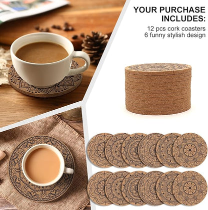 Cork Coasters for Drinks Absorbent Non Slip 12pcs 4 Inch India | Coaster for - Image 6