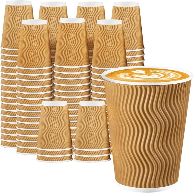 Lamosi 100 Pack Coffee Cups 12 oz, Disposable Paper Coffee Cups No Lids | by BuyNow