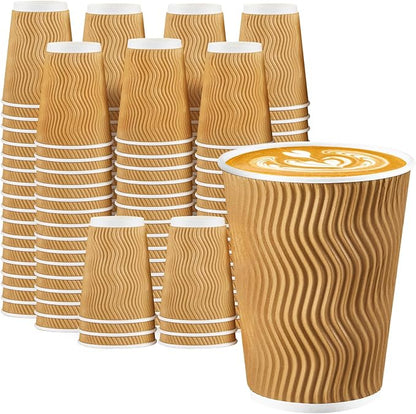 Lamosi 100 Pack Coffee Cups 12 oz, Disposable Paper Coffee Cups No Lids | by BuyNow