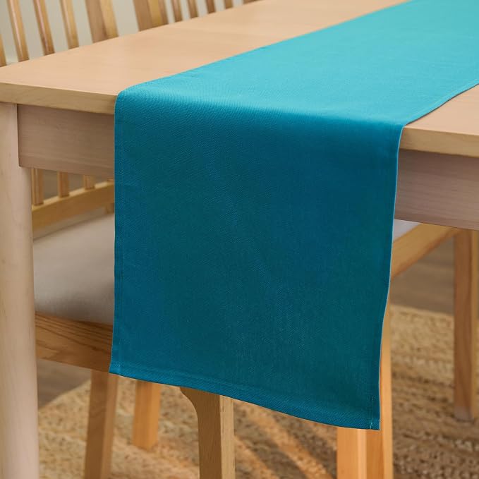 Encasa XO Table Runner, Cotton Canvas Dining Runner 13"x104" | Azul Blue by EncasaXO