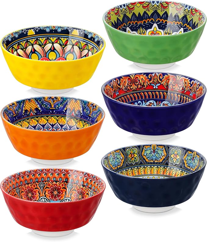 vancasso Boho Cereal Bowls Set of 6, 26 oz Ceramic Soup Bowls by vancasso