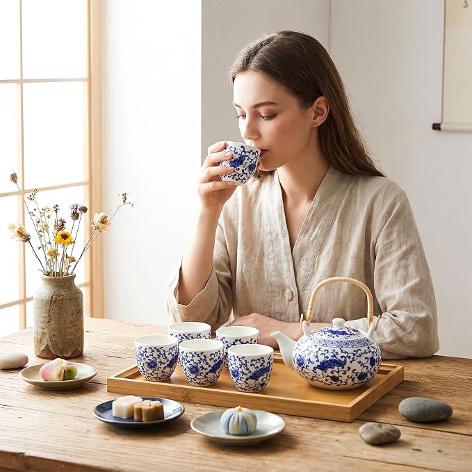 Layhit Japanese Tea Set for Adults, 25.3oz Ceramic Teapot - Image 4
