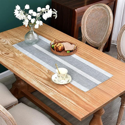 NEWISHER Farmhouse Braided Striped Embroidery Small Table Runner 36 inches | - Image 2