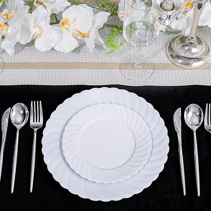 U-QE 60 Count White Plastic Plates - Image 6