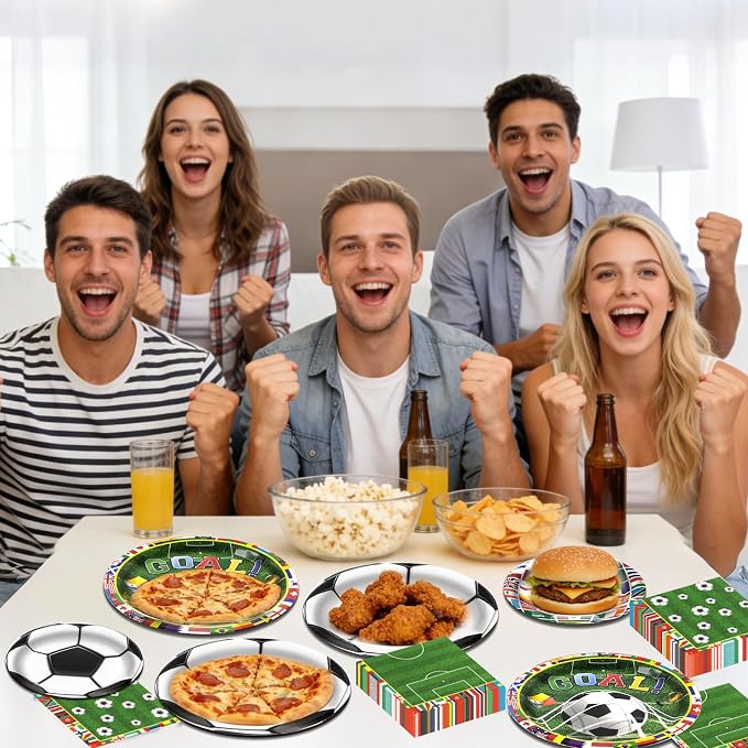 180pcs Soccer Plates and Napkins Party Supplies, Serves 60 | International - Image 6