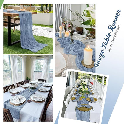 8 Pack Dusty Blue Cheesecloth Table Runners 20x120 Inch Gauze Table Runner - Image 5
