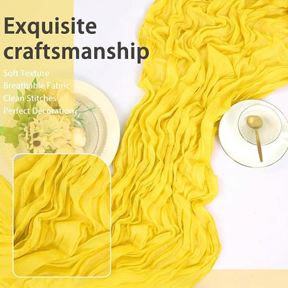 8 Pack Yellow Cheesecloth Table Runner 17x108 inch Rustic Gauze Table Runner - Image 6