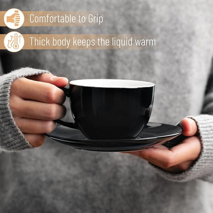 BTaT- Cappuccino Cups with Saucers 6 oz, Au Lait, Flat White, Dishwasher - Image 5