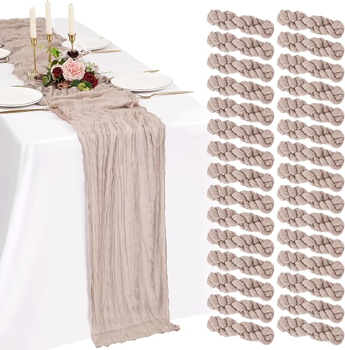 30 Pack Cheesecloth Table Runner 10FT Rosy Brown Table Runner Boho Gauze Cheese by Showgeous