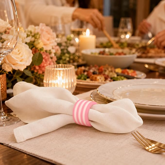 Pink Resin Napkin Rings for Weddings, elegant pink finish, cloth napkin - Image 7