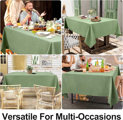 Smiry Rectangle Table Cloth Linen Textured, Waterproof Spillproof Anti-Wrinkle Burlap Tablecloth, Washable Decorative Fabric Table Cover for Dining, Party, Banquet, 60 x 84 Inch, Sage Green