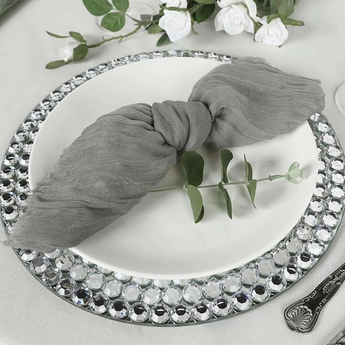 Efavormart 5 Pack 24"x19" Gray Matte Gauze Cheesecloth Napkins, Sleek Cotton - Image 2