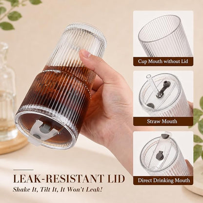 Haundry 20oz Ribbed Glass Cups - Image 4