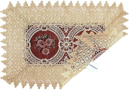 Set of 4 Burgundy Lace Table Placemat Rectangular 12 × 18 Inch - Image 3