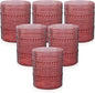 18PCS Hobnail Plastic Drinking Glasses 14 oz Burgundy Cups by Joyido