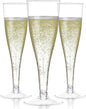 Prestee Set of 24 Clear Plastic Champagne Flutes - 4.5 oz Capacity Shatterproof Disposable Glasses - Suitable for Weddings, Cocktail Parties, and Outdoor Celebrations