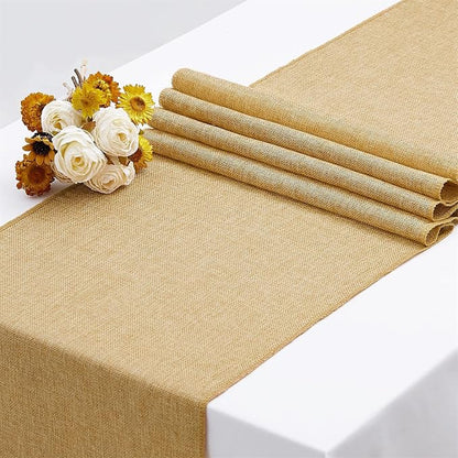 4 Pieces Burlap Table Runners 13x108 Inch Rustic Boho Table Runner | Farmhouse - Image 2