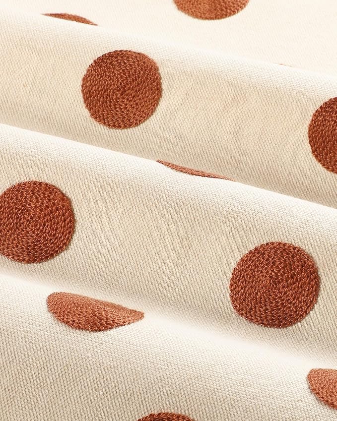 Embroidered Canvas 13"x 72" Narrow Table Runner, Dots | Exquisite Embroidery - Image 3