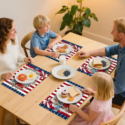 4th of July Placemats Set of 4 Washable Table Place Mats for Dining Kitchen Party Decor
