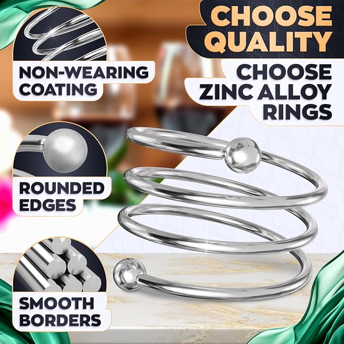 8 Pcs Silver Napkin Rings, Round Metal, 1.83 in Diameter | Cloth Napkin Holder - Image 3